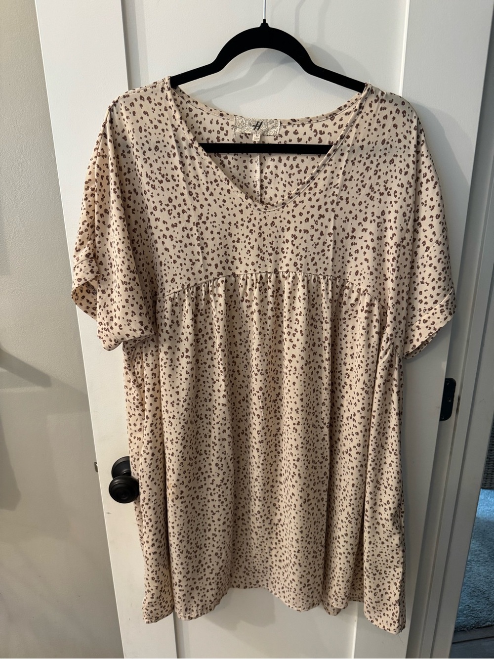 Boutique Leopard Print Babydoll Dress Tunic Pockets Medium